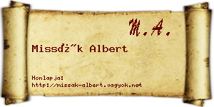 Missák Albert névjegykártya